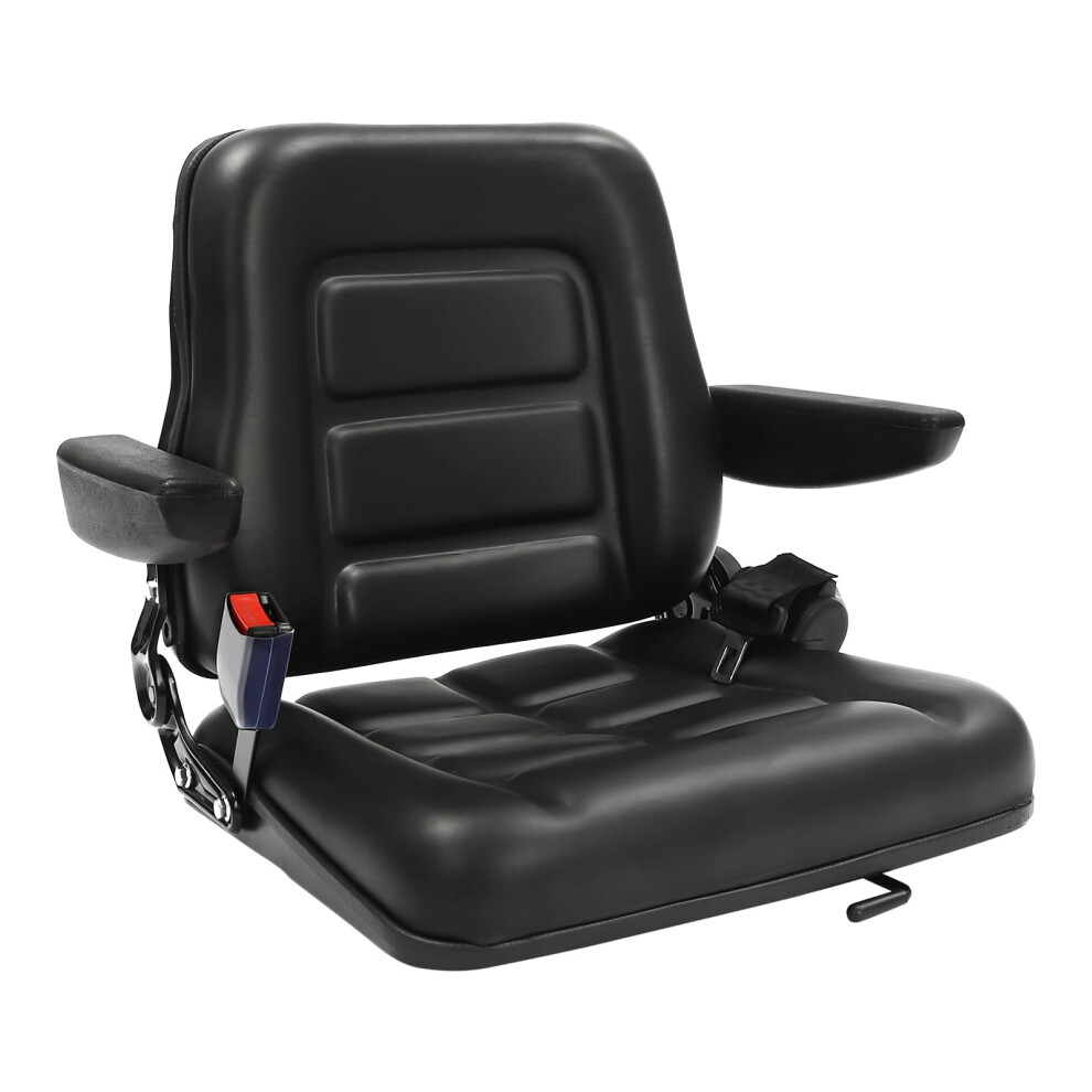 Universal Forklift Seat, Tractor Seat With Adjustable Angle Back, Armrest Safety Belt 354398725879