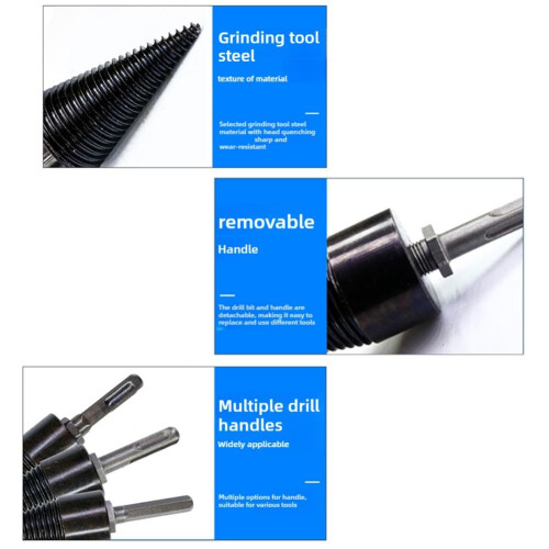 Wood Splitter Drill Bit,Splitting Wood Cone Drill Bit,Removable Wood Splitter Drill Bits 2