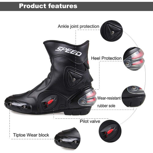 Ankle Joint Protective Gear Motorcycle Boots Shoes for Riding Racing Red 2