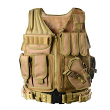 Tactical Vest Camouflage Vest Body Armor Molle Outdoor Equipment Paintball Airsoft Combat Protective Vest Men (Tan)