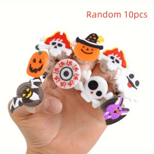 (10pcs) 10/20/50pcs Ring Packs LED Light Halloween Ring Glowing Pumpkin Skull Ring Gift, Halloween Christmas Party Decoration Home Horror Supplies