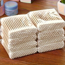 (500) 500pcs Double-Headed Bamboo Ear Cleansing Swabs - Phthalate-Free, Fragrance-Free, Gentle on Sensitive Light Beige & Earwax, for Ears