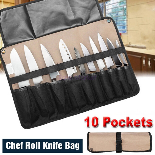 10 Knife Slots Canvas Chef Knife Roll Bag New 1