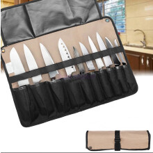 10 Knife Slots Canvas Chef Knife Roll Bag New