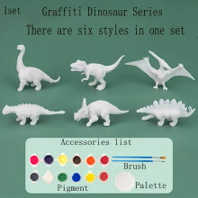 (1 Set) 6pcs/1set, DIY Coloring Dinosaur Toys, Graffiti White Model Paintable Toy, Children's Creative Fill-in-the-Blank Puzzle Toy