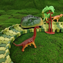 (Dragon Track Car (78pcs)) Plug-in Dinosaur Track Car DIY Electric Dinosaur Train with 6 Small Dinosaurs, One Tree and an Electric Dinosaur Track Vehicle