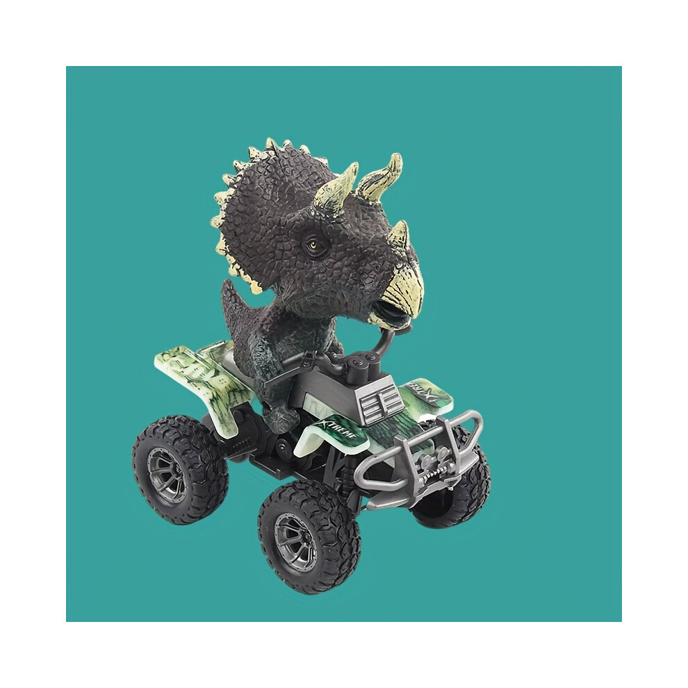 (Triceratops nigricans) T-Rex Inertia Toy Car - Durable Plastic, Manual Operation, Colorful Dinosaur Off-Road Vehicle for Youngsters, 1pc-image-OPC-PHYYNNP-NEW