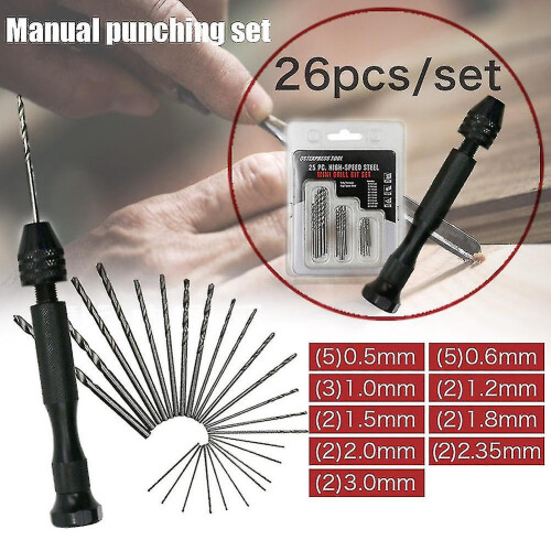Aluminum Mini Hand Drill Keyless Chuck With Twist Drills Rotary Tools 2