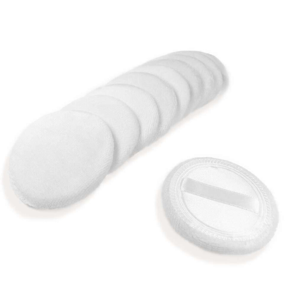 Kikidex (As Show, One Size) 10 Pack Powder Puff Cotton Cosmetic Powder Makeup Puffs Pads Makeup With Ribbon Face Powder Puffs For Loose And Foundation
