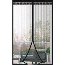 (As show, One size) Magnetic Door Mosquito Net Anti-Mosquito Door Curtain with Magnetic Closure Without Drilling for Balcony Door(Black, 90 * 200cm)
