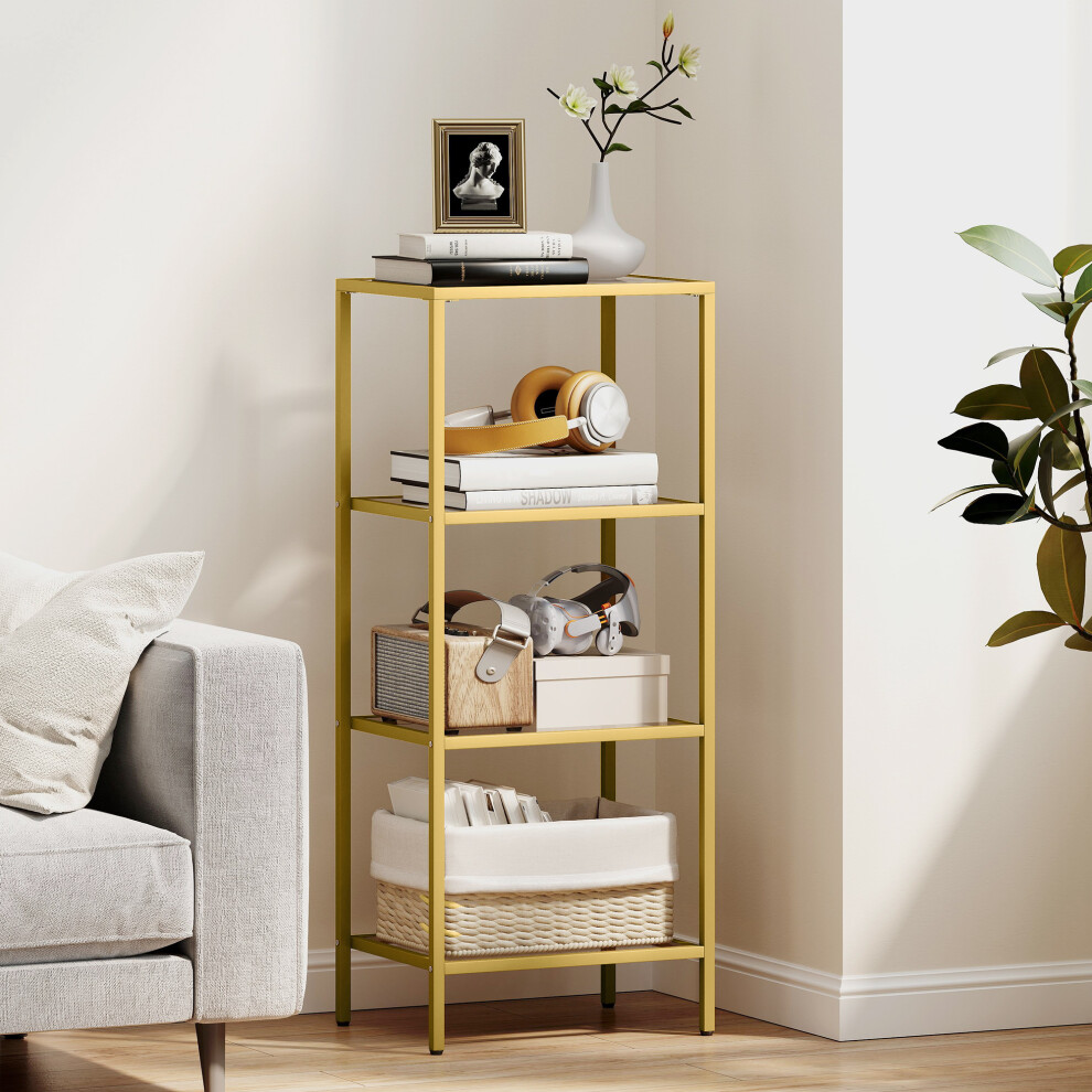 HOMCOM Gold Tone 4-Tier Glass Shelf Bookshelf - Extra Small - Image 3