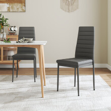 (Grey, 2pcs) Modern Faux Leather Armless High Back Dining Chairs
