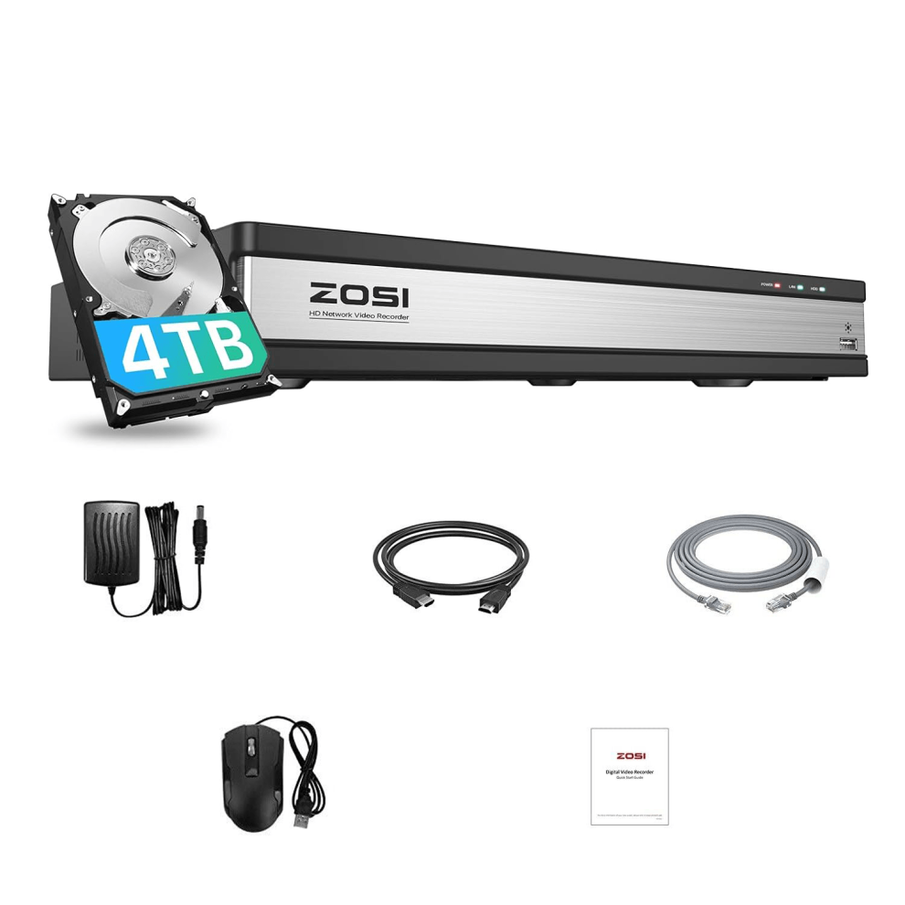 Zosi 4K 16Ch 4Tb Network Video Recorder Supports 4Mp/5Mp/8Mp Cameras 6941709252595