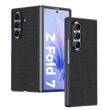 Coque de protection antichoc en cuir et fibre de carbone pour Samsung Galaxy Z Fold7 5G (noir)