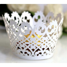 (White) Cupcake Wrappers Lace Filigree Wedding Cases Liners Papers Wraps Decorative 50X