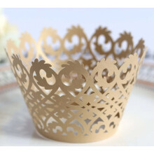 (Beige) Cupcake Wrappers Lace Filigree Wedding Cases Liners Papers Wraps Decorative 50X