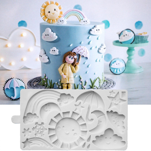 3D Rainbow Compatible with Sun Cloud Baking Mold Silicone Cake Decorating Tools Fondant 2