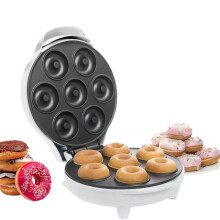 Mini Donut Maker Machine for Kid-Electric Non-Stick Surface Makes 7 Mini Doughnuts-Friendly Breakfast, Snacks, Desserts-White