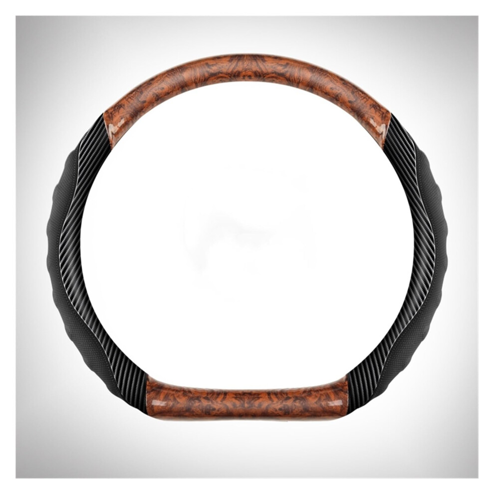 Car Steering Wheel Cover Set Car Steering Wheel Cover D Type Carbon Fiber Leather Mahogany Elegant And Good With Car Interiors (Color : 2) Grain 122674906010
