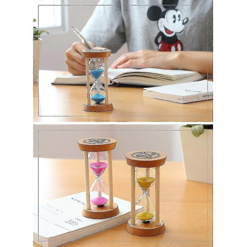 Sablier rond en verre et bois de 3 minutes 2