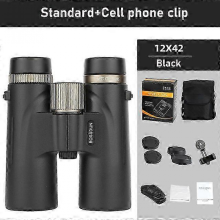 (Noir Standard) Jumelles 12x42 Télescope HD Professionnel Puissant Prisme BAK4 Longue Portée Compatible avec la Chasse Camping en Plein Air