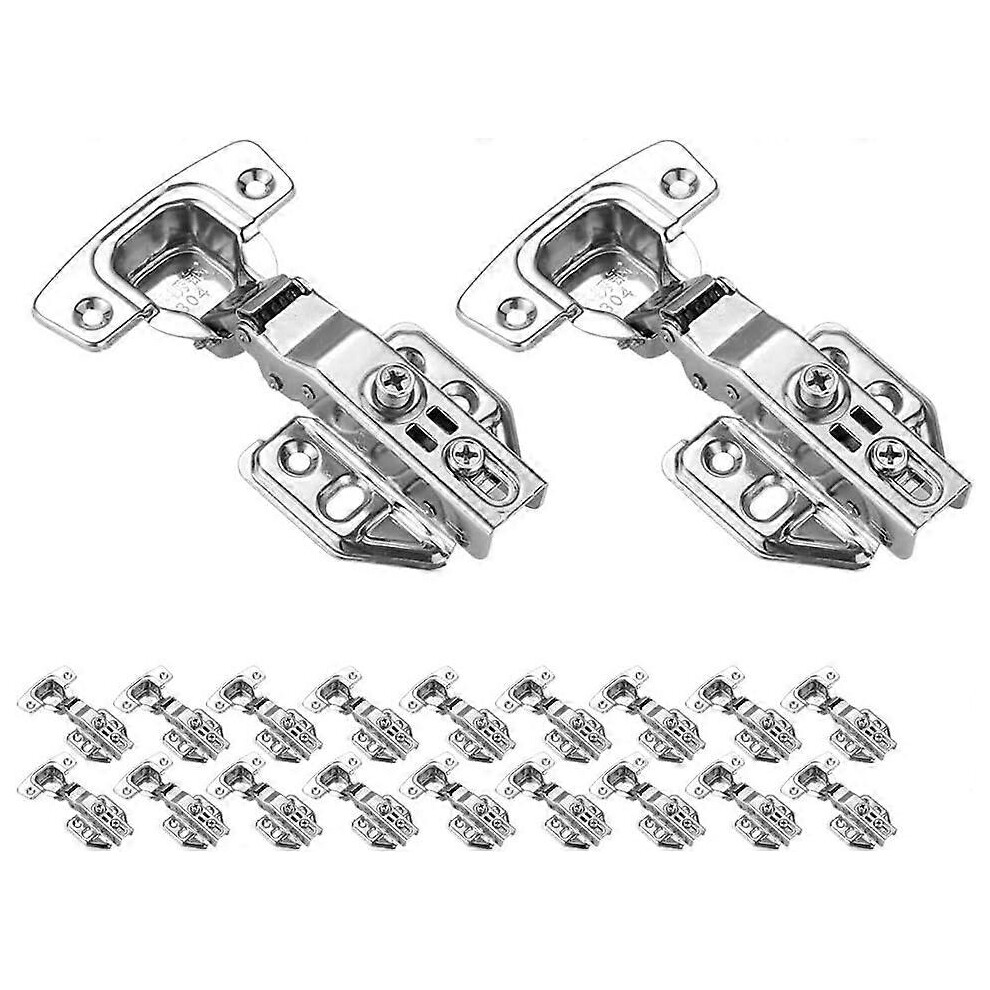 (As Show, One Size) Cabinet Hinges, 100 Degree Soft Closing Full Overlay Door Hinge For Frameless Cabinets, Stainless Steel Nickel Plated Finish, 20 P 4511778024786