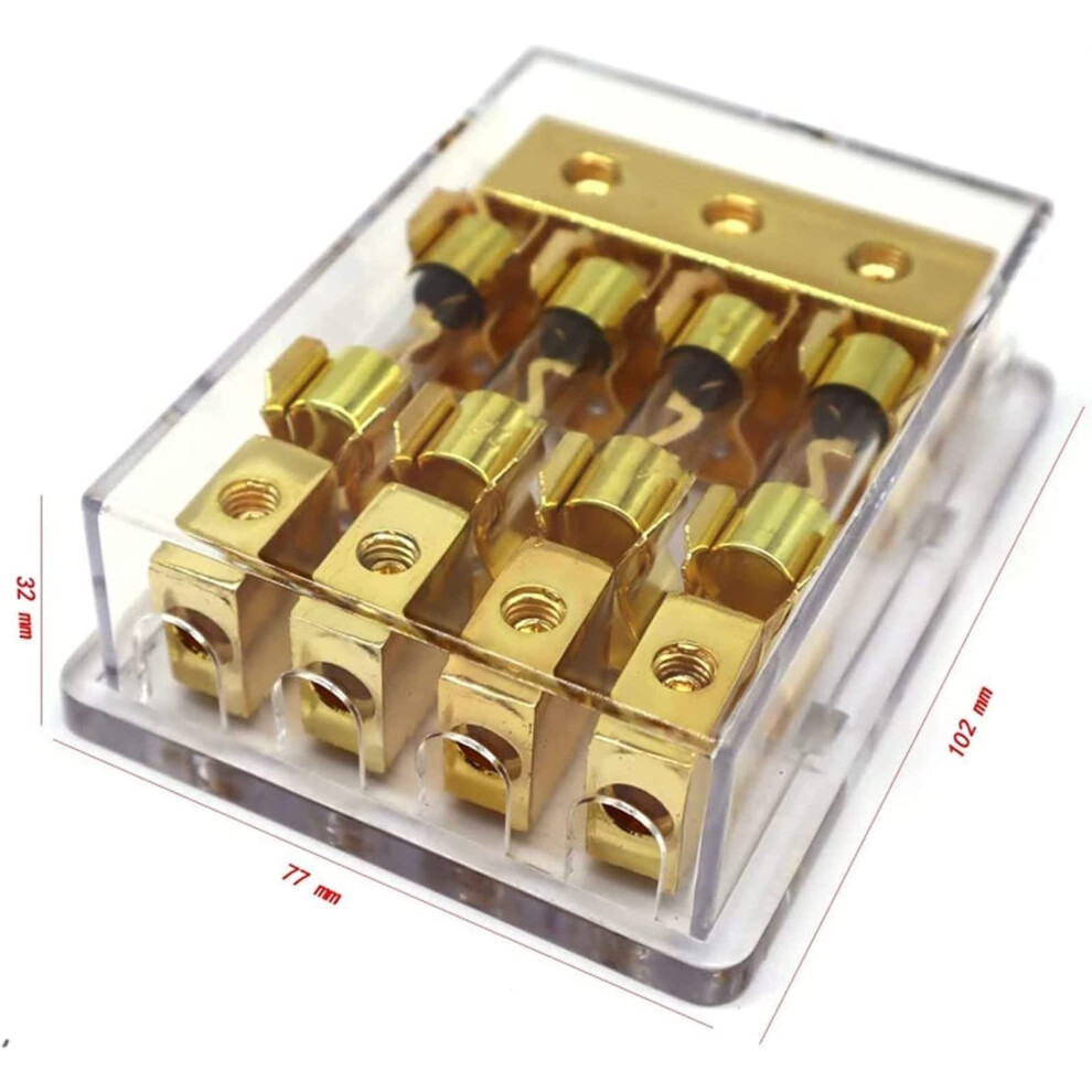 12V 60A Transparent Copper Plated Car Stereo Audio Power Fuse Holder Distribution Block For Car Boat (Color : 1 To 4) 381313314610