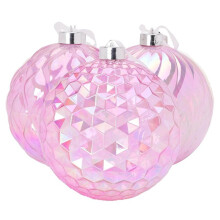 (Giant Pink Iridescent Faceted Baubles) Christmas Concepts Pack of 3-150mm (5.9") Giant Iridescent Faceted Baubles - Shatterproof Hanging Ornaments - Christmas Decorations