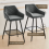 AINPECCA 1 PCS Bar Stool Velvet Breakfast Chair Pub Grey 5