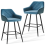 AINPECCA 2PCS Bar Stool Velvet Breakfast Bar Chair Pub Teal 1