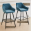 AINPECCA 2PCS Bar Stool Velvet Breakfast Bar Chair Pub Teal 5