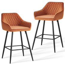 Orange(Velvet) 2PCS Bar Stool Breakfast High Chair