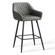 (Dark Grey(PU), 1 Bar Stool) Bar Stool Breakfast High Counter Chair Pub Kitchen