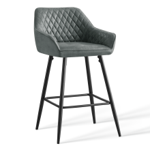 1PCS Bar Chair Breakfast Faux Suede Dark Grey