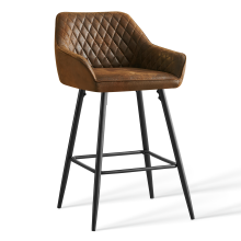 1PCS Bar Stool Faux Suede Chair Pub Kitchen Brown