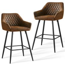 Brown(Suede)2PCS Bar Stool Breakfast High Chair