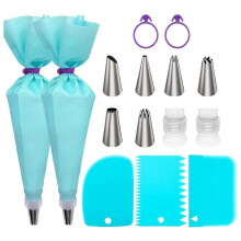 (As show, One size) Cake Decorating Supplies for Baking with Reusable Pastry Bags and Tips, Silicone Rings, Cake Decorating Tools