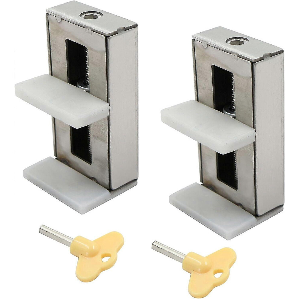 (As Show, One Size) 1Pcs Window Latches Sliding Door Patio Retractor Block Bay Window Sliding Lock Sliding Door Lock Restrictor With Key For Kids Baby Silver Kikidex