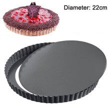 (As show, One size) Nonstick Heavy Duty Tart Pan With Removable Bottom, Removable Loose Bottom Quiche Pans, Pie Pan(22cm)