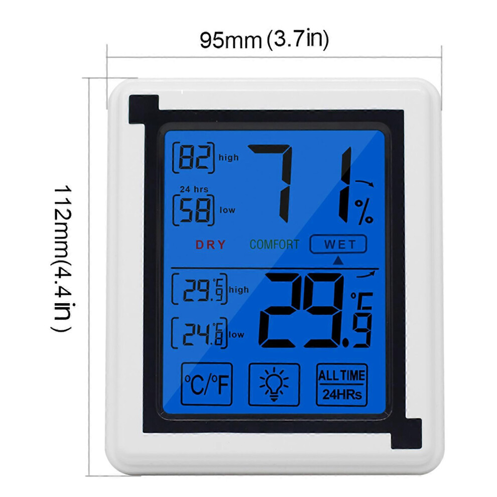 (As show, One size) Digital Hygrometer Indoor Thermometer Humidity Gauge Indicator Monitor with Jumbo Touchscreen Backlight