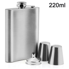 (As show, One size) Hip Flask Made of Stainless Steel with 2 Schnapps Cups and A Filling Funnel In A Set, In A Gift Box, with Screw Cap