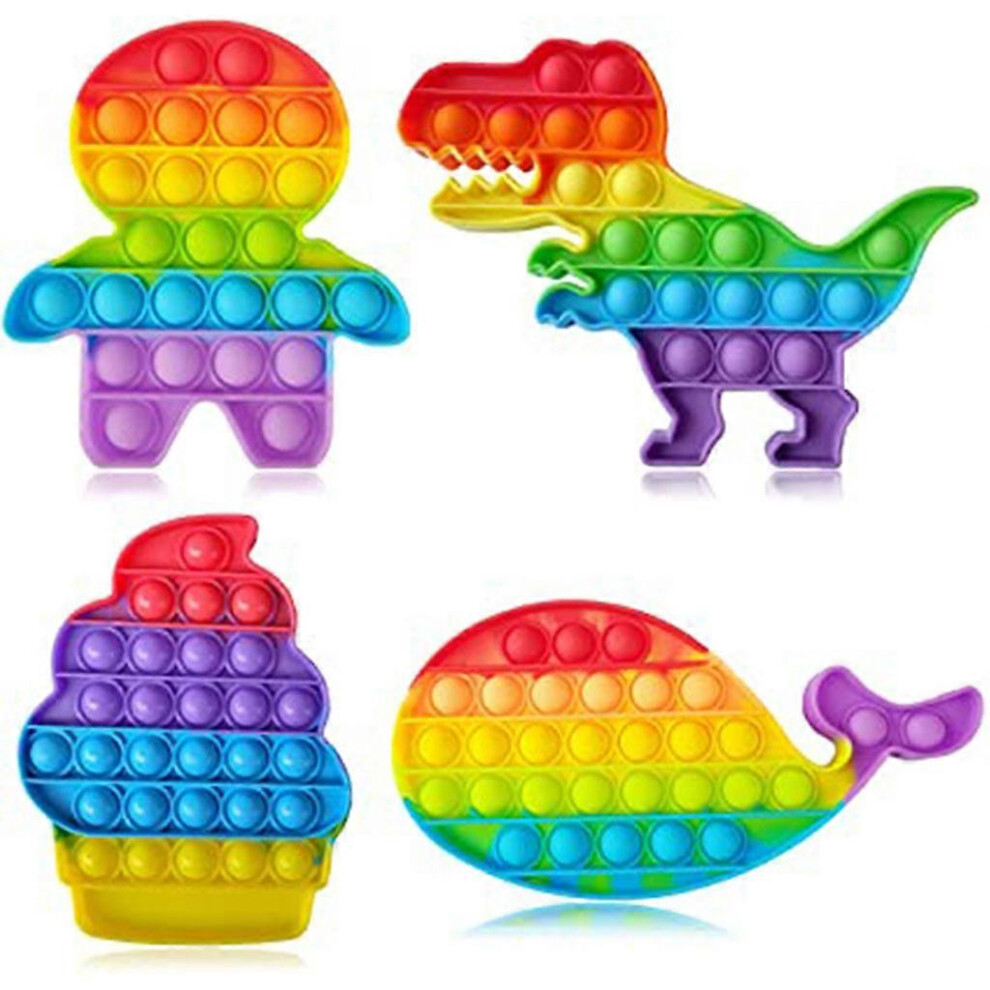 (As show, One size) Sensory Push Bubble Stress Relief Toy Rainbow Popper Board Soft Silicone Interactive Novelty Toy for Kid's for Focus Cal