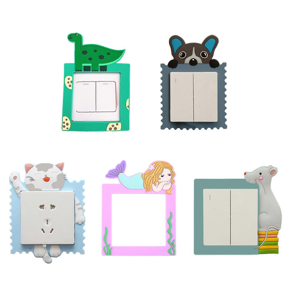 (As Show, One Size) 3D Cartoon Silicone Luminous Switch Sticker Glow In The Decals Living Room Dark