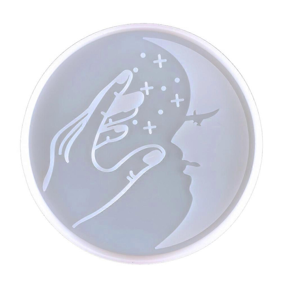 (As show, One size) Coaster Resin Mold Moon Pattern Coaster Molds Storage Molds Silicone Molds for Epoxy Resin Casting Coasters Home Decors