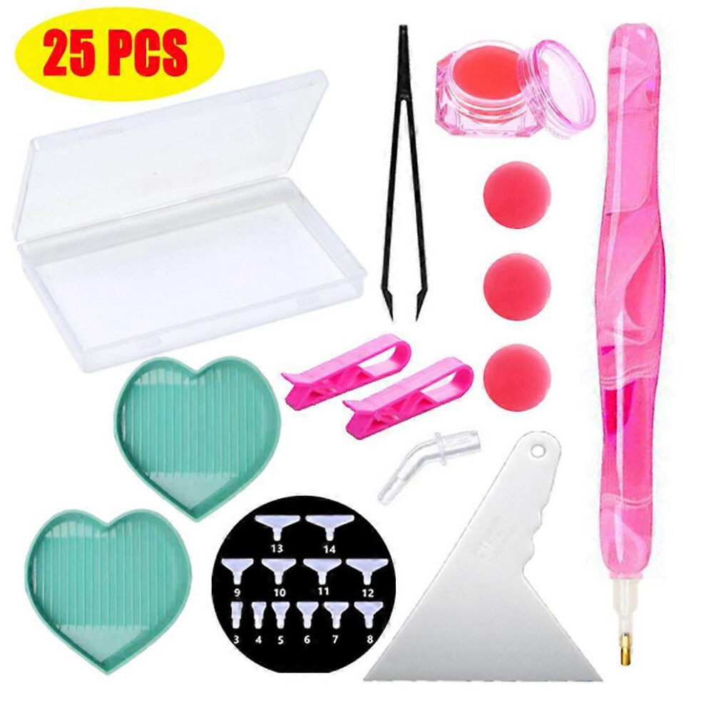 (Love plate pink boxed, One size) Diamond Drawing Tools Set Professional Hand Point Diamond Pen Kit with Diamond Box Storage Box for DIY Art Craftings
