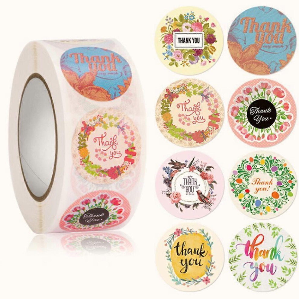 (As show, One size) 500pcs Thank You Stickers Flower Thanks Seal Labels for Small Business Owners Sellers Baking Packaging Stationery Decoration