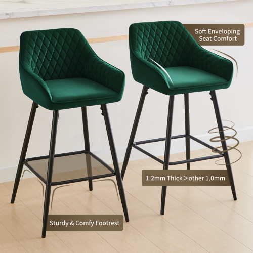 AINPECCA Set of 2 Green Bar Stools Bar Chairs Kitchen 2
