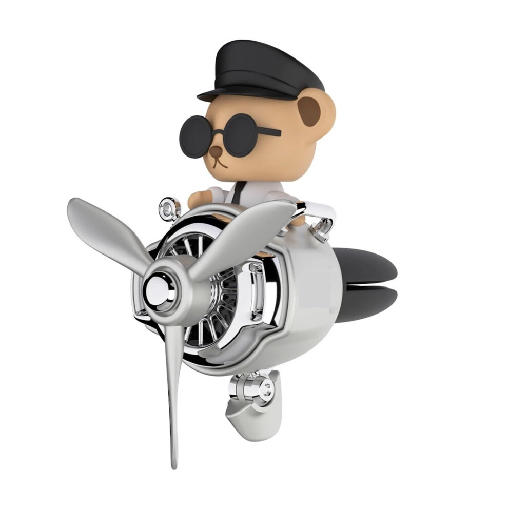 Car Air Freshener Teddy Bear Pilot Auto Accessories Interior Perfume Diffuser Rotating Propeller Outlet Fragrance Design Decor( Teddy Bear) Silver 824821664438