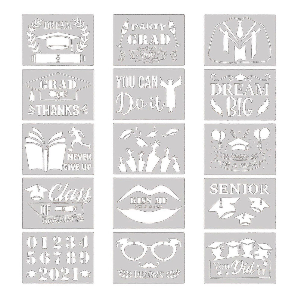 (As show, One size) Graduation Painting Template Set Hollow PET Stencils DIY Lovers Gift Supplies for Home Bedroom Living Room Wall Decor