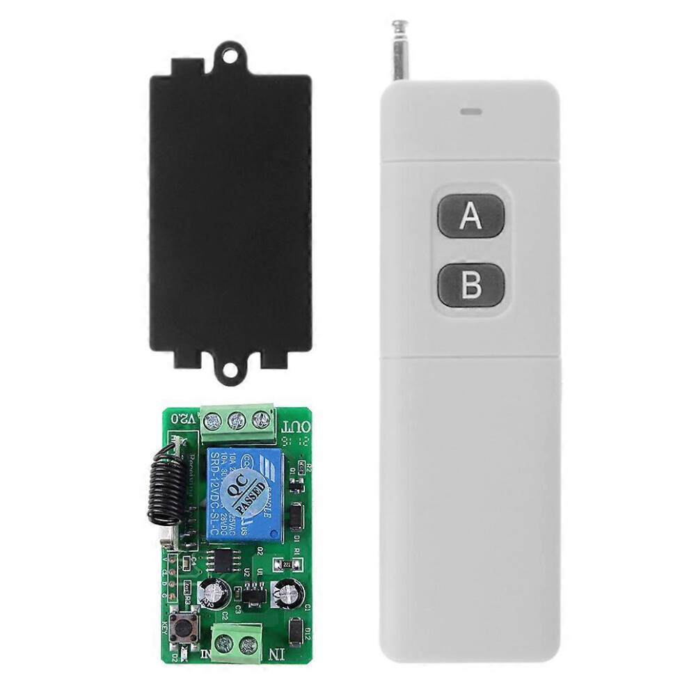 (As Show, One Size) For Dc 12V 2Ch Rf Wireless Remote Control Switch System 315Mhz 2-Key Transmitter With Receiver 3000M Long Range Black